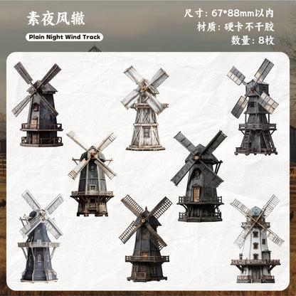 [2603-013] Vintage Countryside Windmill Stickers 6 Styles