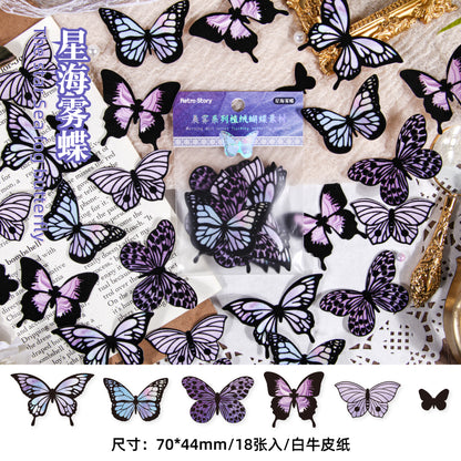 [2603-026] Butterfly Vintage Collage Stickers 6 Styles