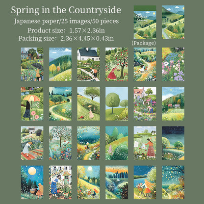 [2601-185] Delicate Spring Scenic Illustration Mini Journal Pack