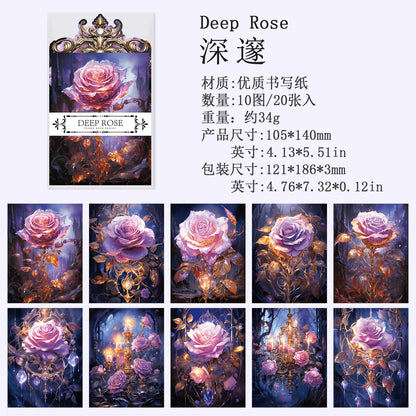 [2601-173] Shadow Rose – Gothic Vintage Rose Card & Sticker Set (4 Designs)