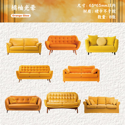 [2603-090] Vintage Sofa Home Life Journal Collage Stickers 6 Styles