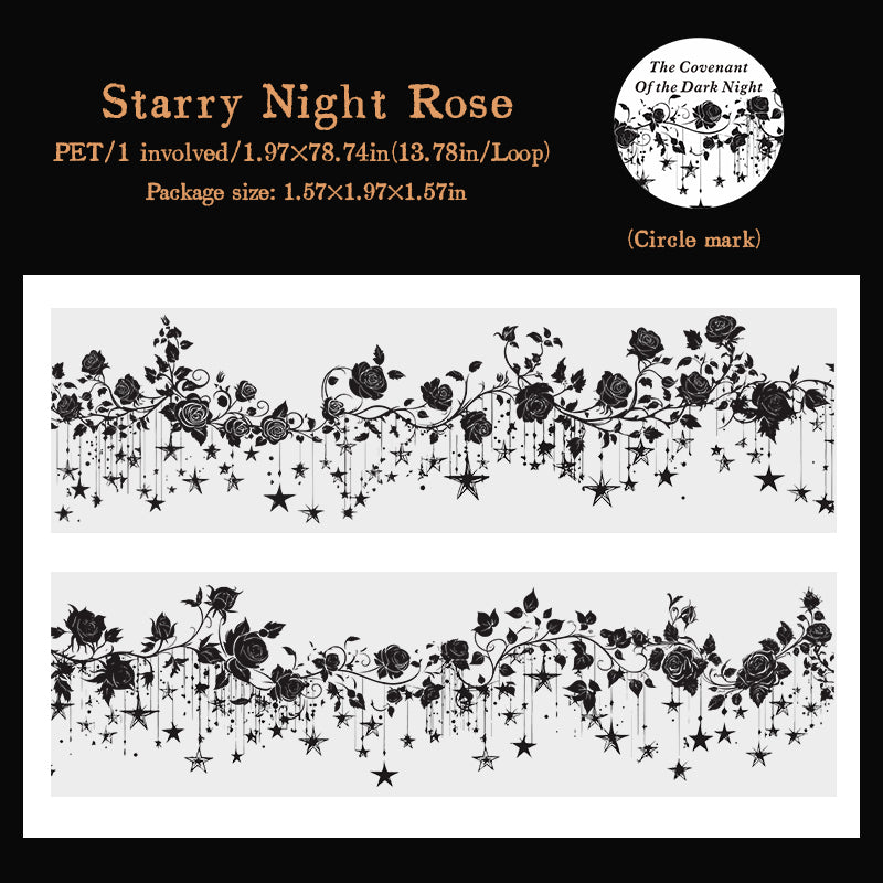 [2601-150] Gothic Rose PET Washi Tape – “Covenant of the Dark Night” Series (6 Designs)