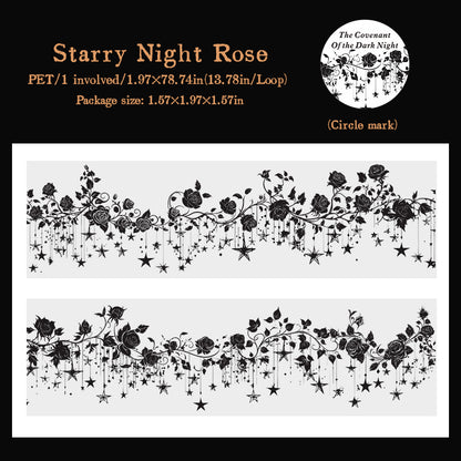 [2601-150] Gothic Rose PET Washi Tape – “Covenant of the Dark Night” Series (6 Designs)