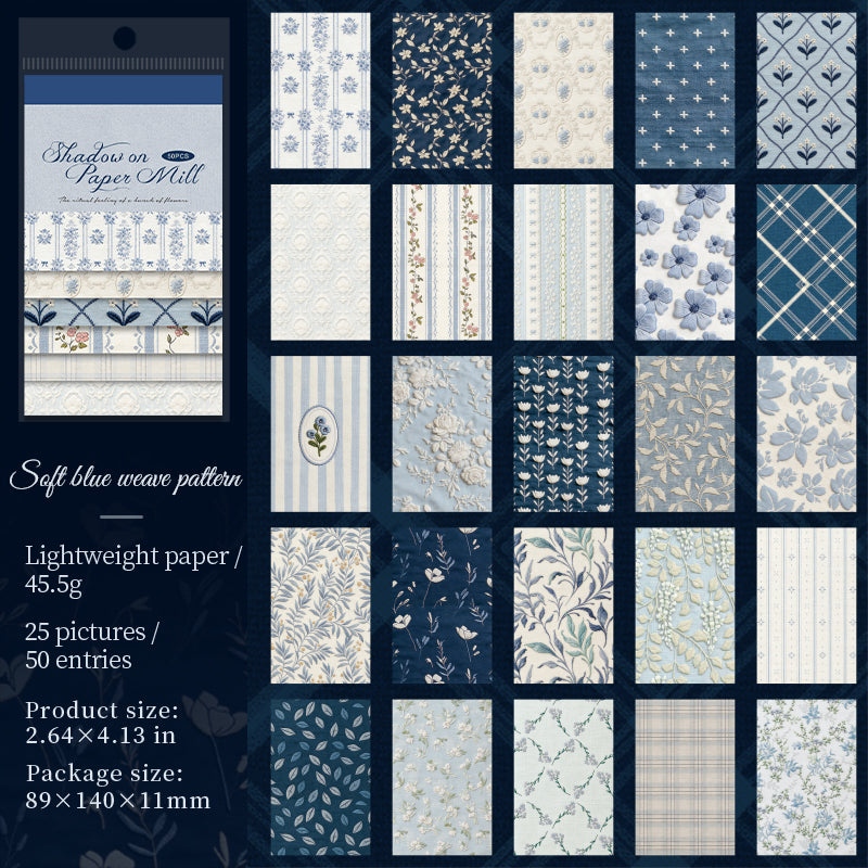 [2601-142] Vintage Fabric Texture Paper Pad – “Paper & Cloth” Embroidery Style (6 Designs 50 Sheets)