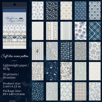 [2601-142] Vintage Fabric Texture Paper Pad – “Paper & Cloth” Embroidery Style (6 Designs 50 Sheets)