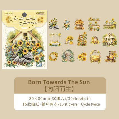 [2602-028] Floral Scene PET Collage Stickers