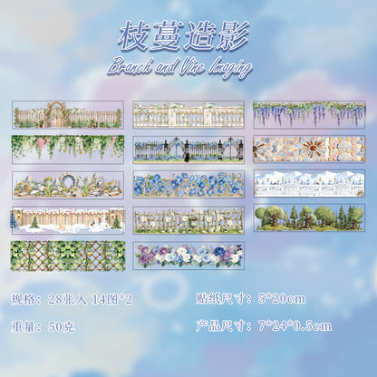 [2603-143] Floral Background PET Tape Stickers 2 Styles