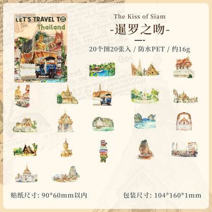 [2603-049] World Travel PET Stickers 20 Pieces 8 Styles