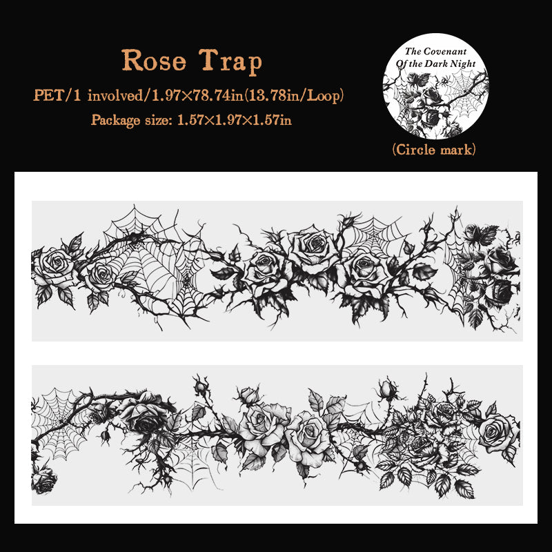 [2601-150] Gothic Rose PET Washi Tape – “Covenant of the Dark Night” Series (6 Designs)