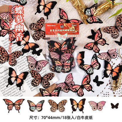 [2603-026] Butterfly Vintage Collage Stickers 6 Styles