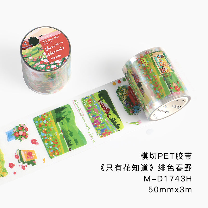 [2603-040] Floral Die Cut PET Tape 4 Styles