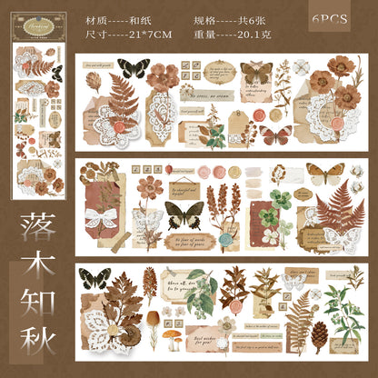[2603-146] Forest Vintage Scrapbook Paper Stickers 4 Styles