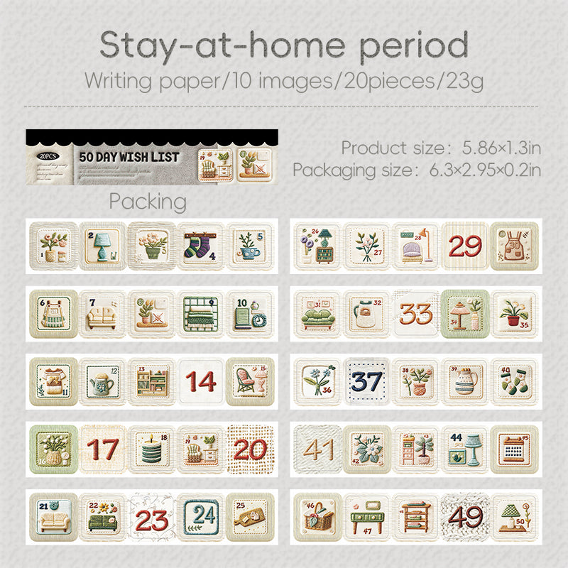 [2603-033] Embroidered Pattern Die Cut Sticker Book 4 Styles