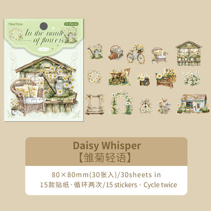 [2602-028] Floral Scene PET Collage Stickers