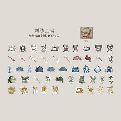 [2602-001] Vintage Ephemera Object Sticker Box 8 Styles