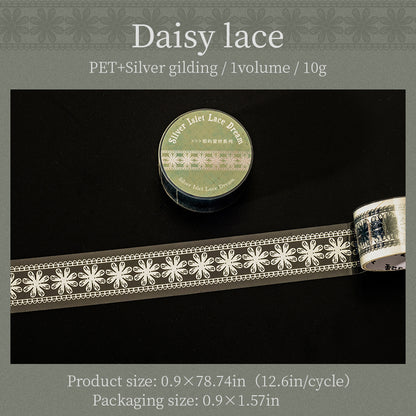 [2601-175] Silver Lace Isle – Foil-Embossed PET Border Tape Set (6 Designs)