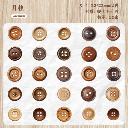 [2602-015] Vintage Button Card Stickers Pack 6 Styles