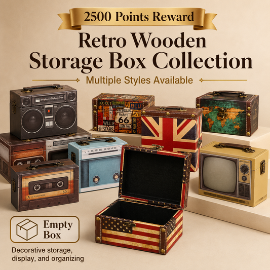 2500 Points Reward | Retro Wooden Storage Box Collection, Empty Decorative Storage Box