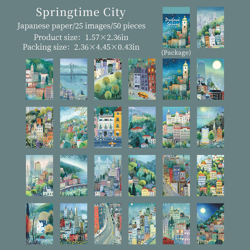 [2601-185] Delicate Spring Scenic Illustration Mini Journal Pack