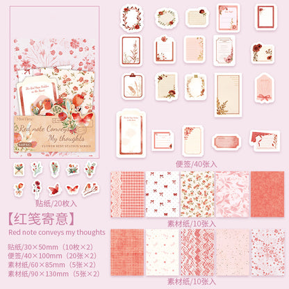 [2601-226] Flower Habitat Station Series Floral Butterfly Journal Sticker Material Pack 6 Styles