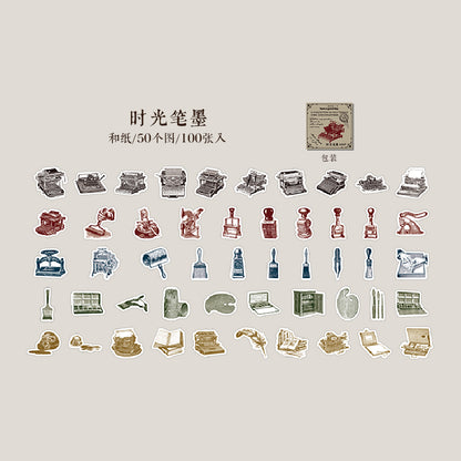 [2602-001] Vintage Ephemera Object Sticker Box 8 Styles