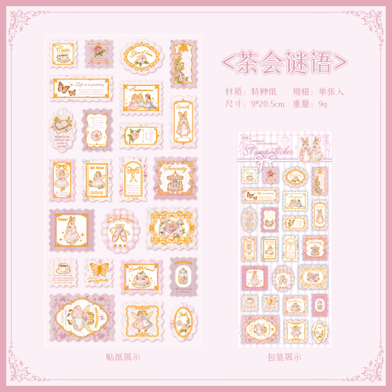 [2601-164] Stamp Tales – Gilded PET Vintage Labels (6 Designs)