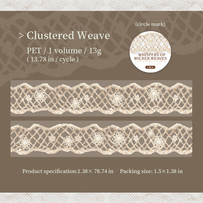[2601-140] Linen Whisper PET Washi Tape – Vintage Woven Lace Series (6 Designs)