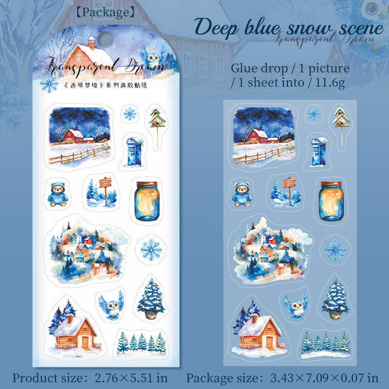 [2601-178] Transparent Dream – Epoxy-Style Landscape Sticker Set (6 Designs)