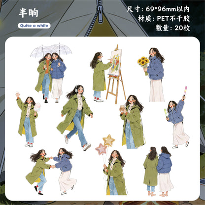 [2602-003] Cozy Vintage Character PET Stickers 6 Styles