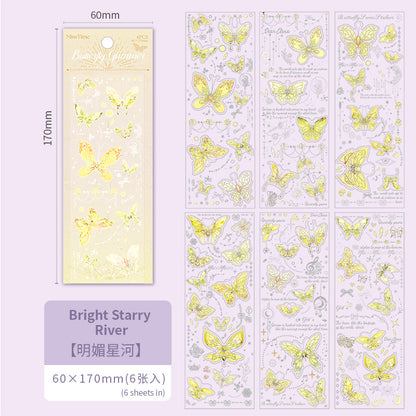 [2603-086] Iridescent Butterfly Decorative Sticker Flakes 6 Styles