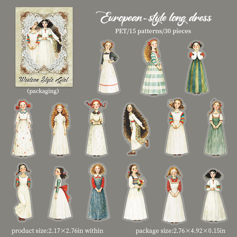 [2603-138] Vintage Girl PET Sticker Pack 4 Styles