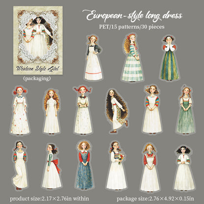 [2603-138] Vintage Girl PET Sticker Pack 4 Styles