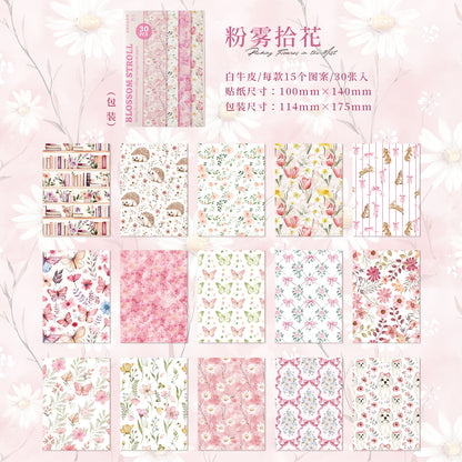 [2603-068] Fresh Minimalist Floral Background Paper 6 Styles