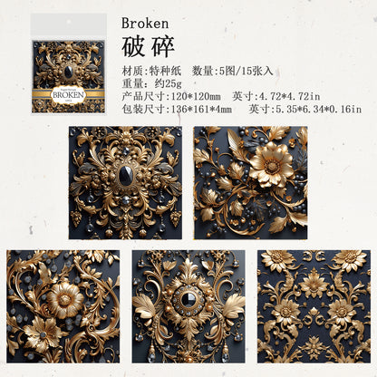 [2601-231] Elegant Baroque Series PET Journal Background Stickers Vintage Decoration 4 Styles