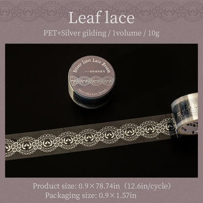 [2601-175] Silver Lace Isle – Foil-Embossed PET Border Tape Set (6 Designs)