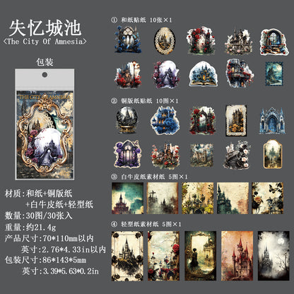[2603-122] Dark Gothic Forest Journal Collage Stickers 4 Styles