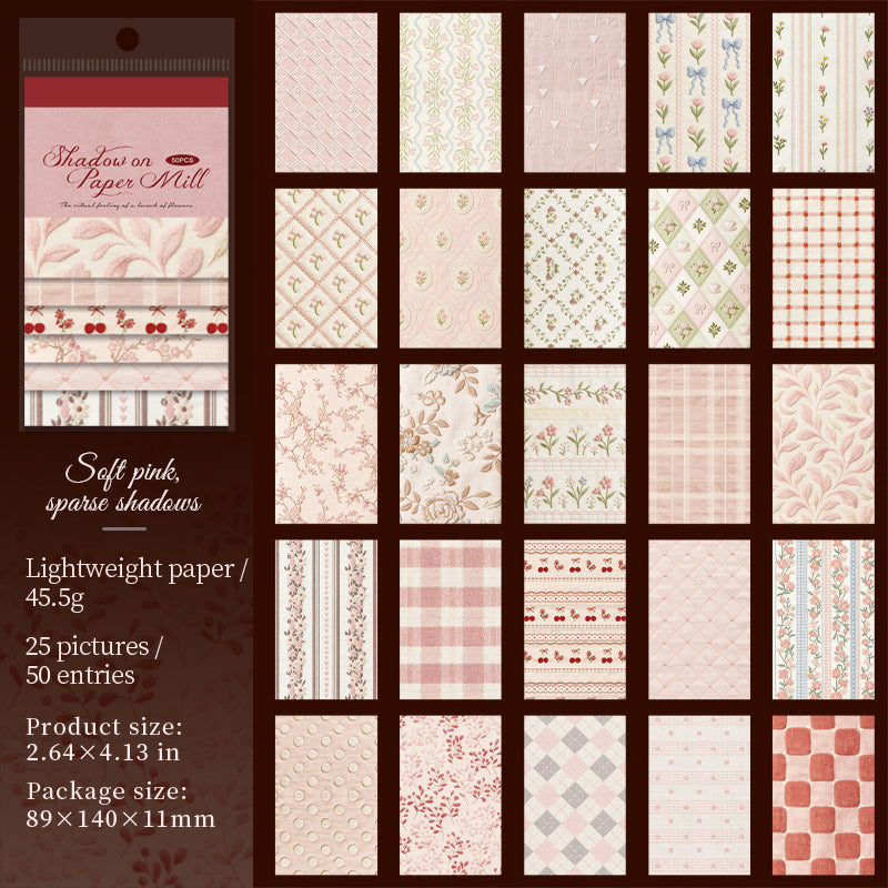 [2601-142] Vintage Fabric Texture Paper Pad – “Paper & Cloth” Embroidery Style (6 Designs 50 Sheets)