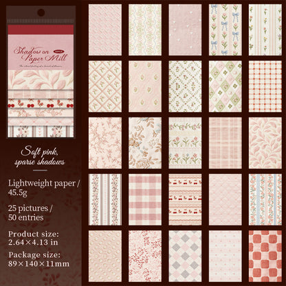 [2601-142] Vintage Fabric Texture Paper Pad – “Paper & Cloth” Embroidery Style (6 Designs 50 Sheets)