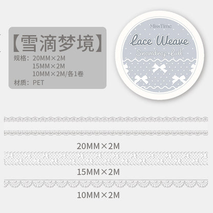 [2601-219] Soft Woven Lace Series PET Tape Journal Decoration Set 6 Styles