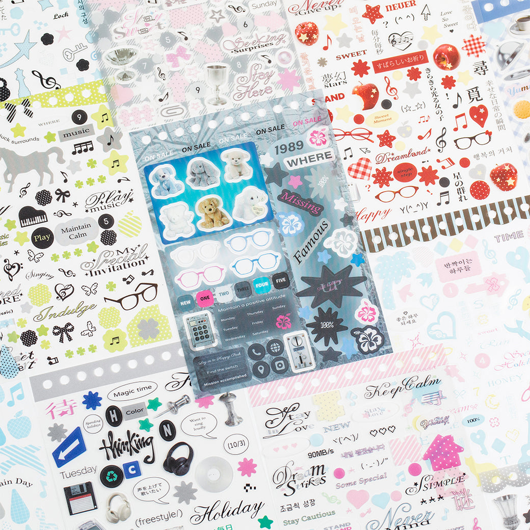 [2601-220] Falling Rain Series PET Spiral Journal Sticker Book 30 Sheets