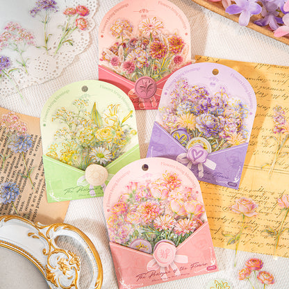 [2601-165] Floral Overture – Gilded PET Flower Stickers (4 Designs)