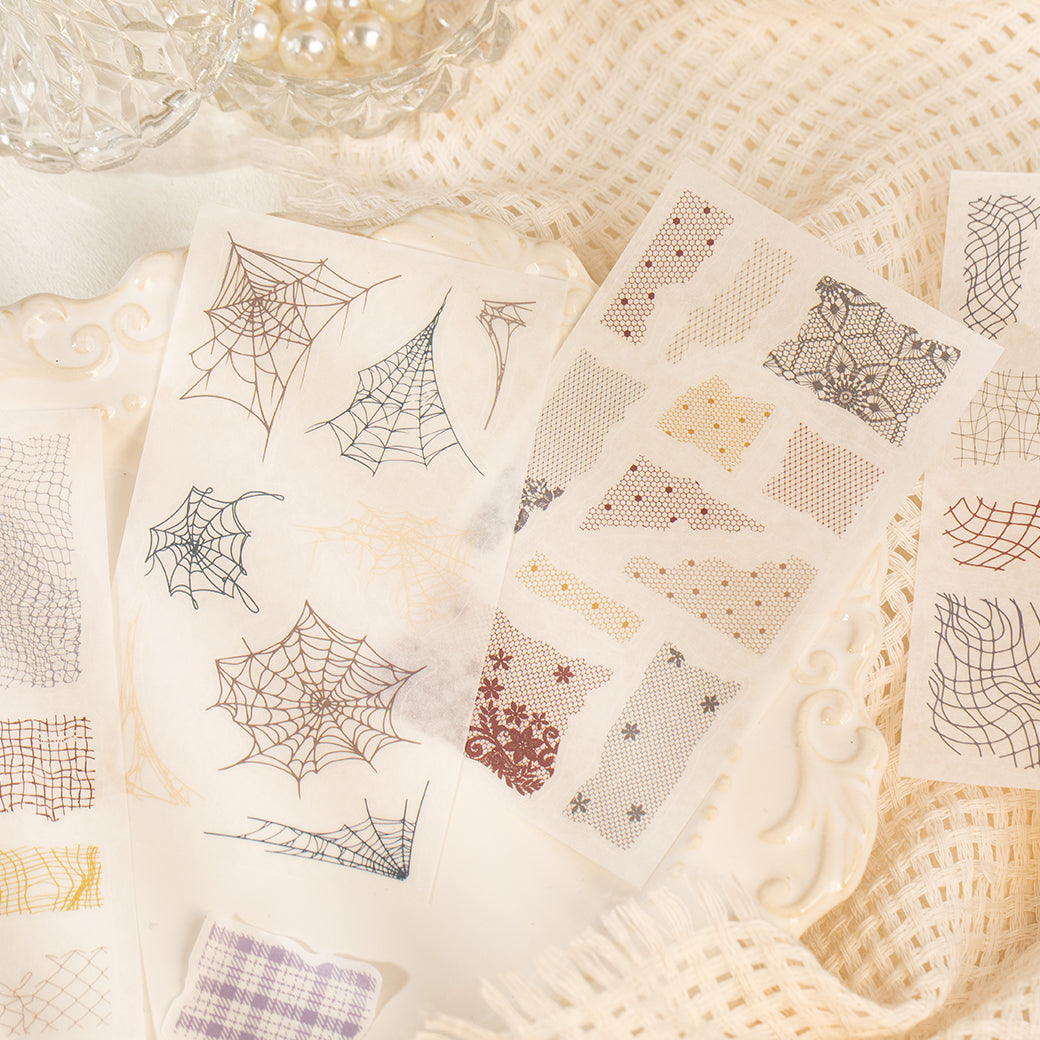 [2603-115] Vintage Mesh Journal Collage Sticker Book 2 Styles