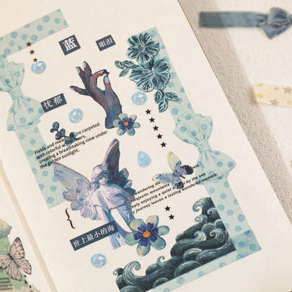 [2601-223] Woven Whisper Series Die Cut Washi Tape Journal Decoration Set 6 Styles