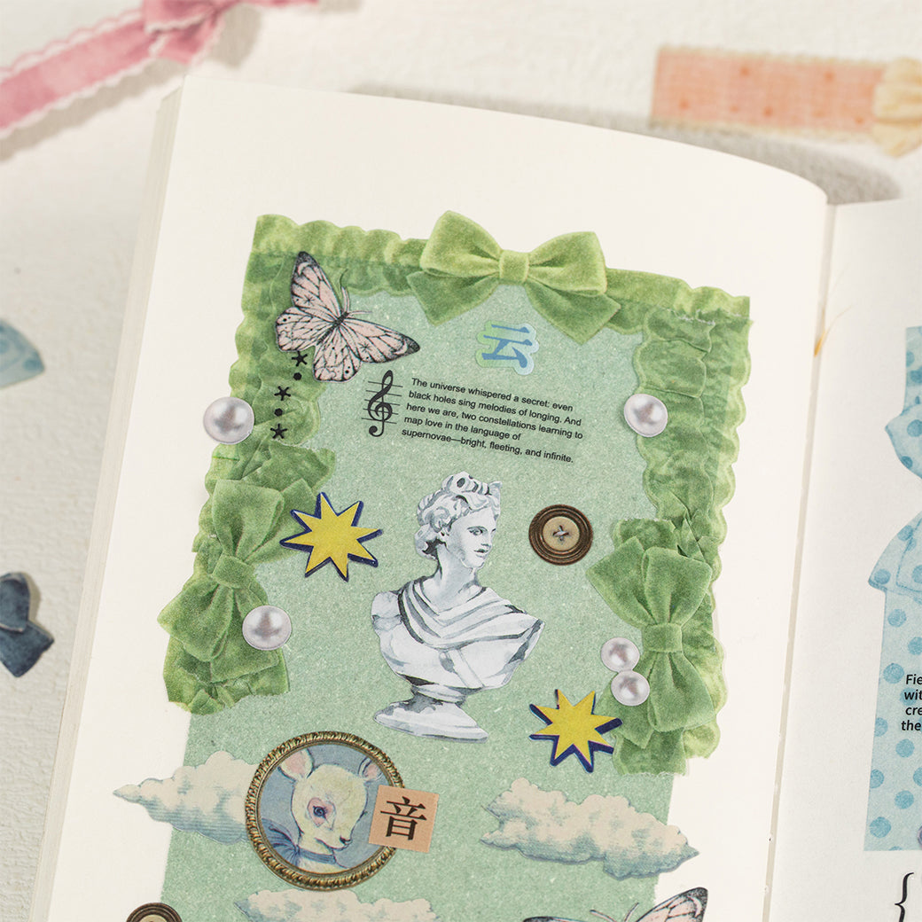 [2601-223] Woven Whisper Series Die Cut Washi Tape Journal Decoration Set 6 Styles
