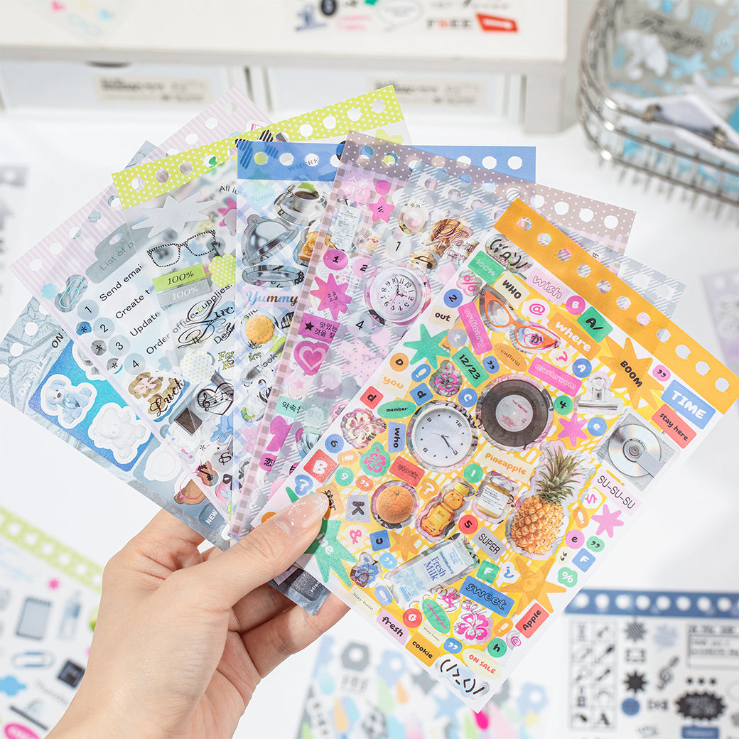 [2601-220] Falling Rain Series PET Spiral Journal Sticker Book 30 Sheets