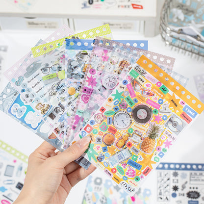 [2601-220] Falling Rain Series PET Spiral Journal Sticker Book 30 Sheets
