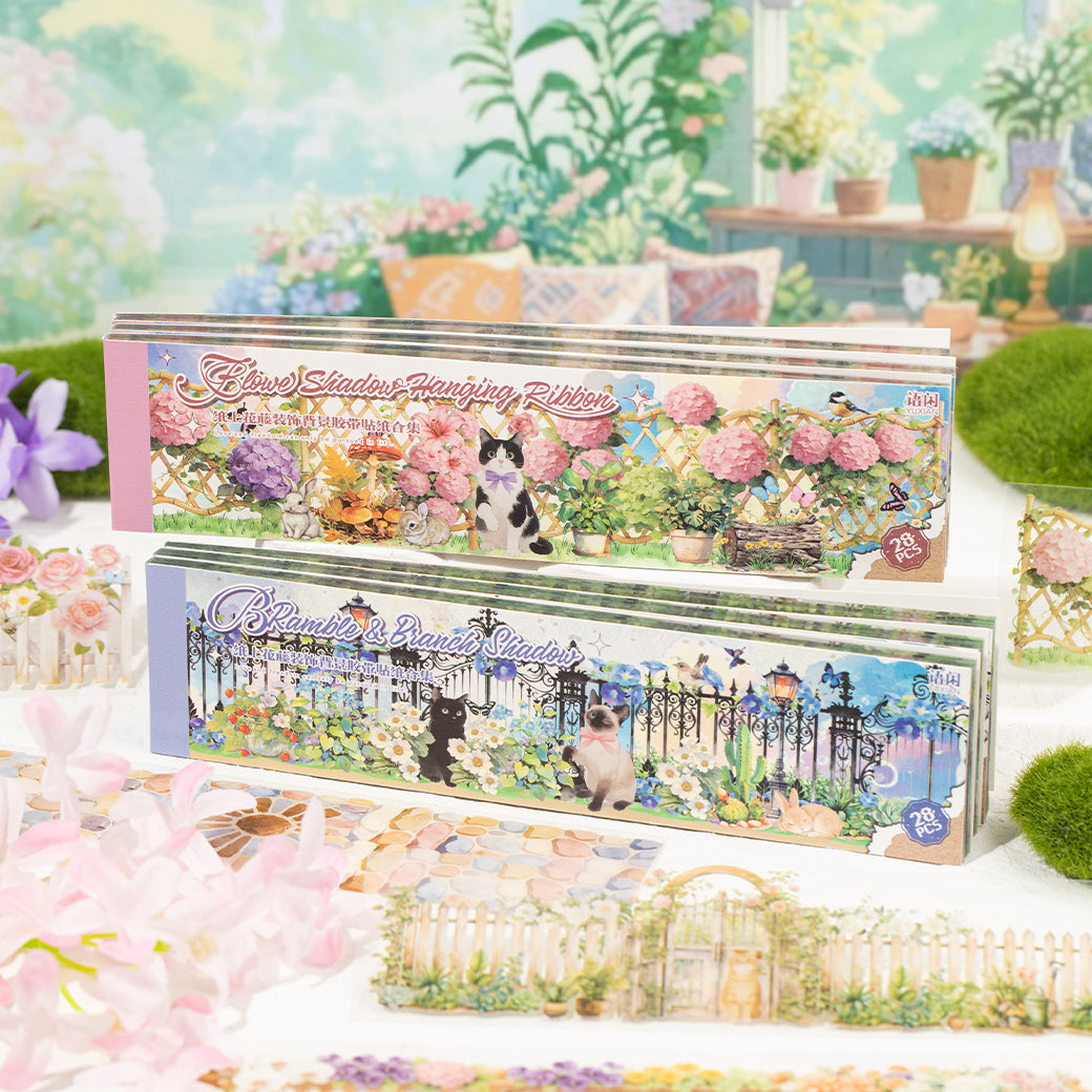 [2603-143] Floral Background PET Tape Stickers 2 Styles