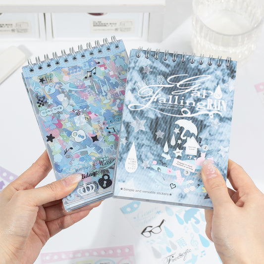 [2601-220] Falling Rain Series PET Spiral Journal Sticker Book 30 Sheets