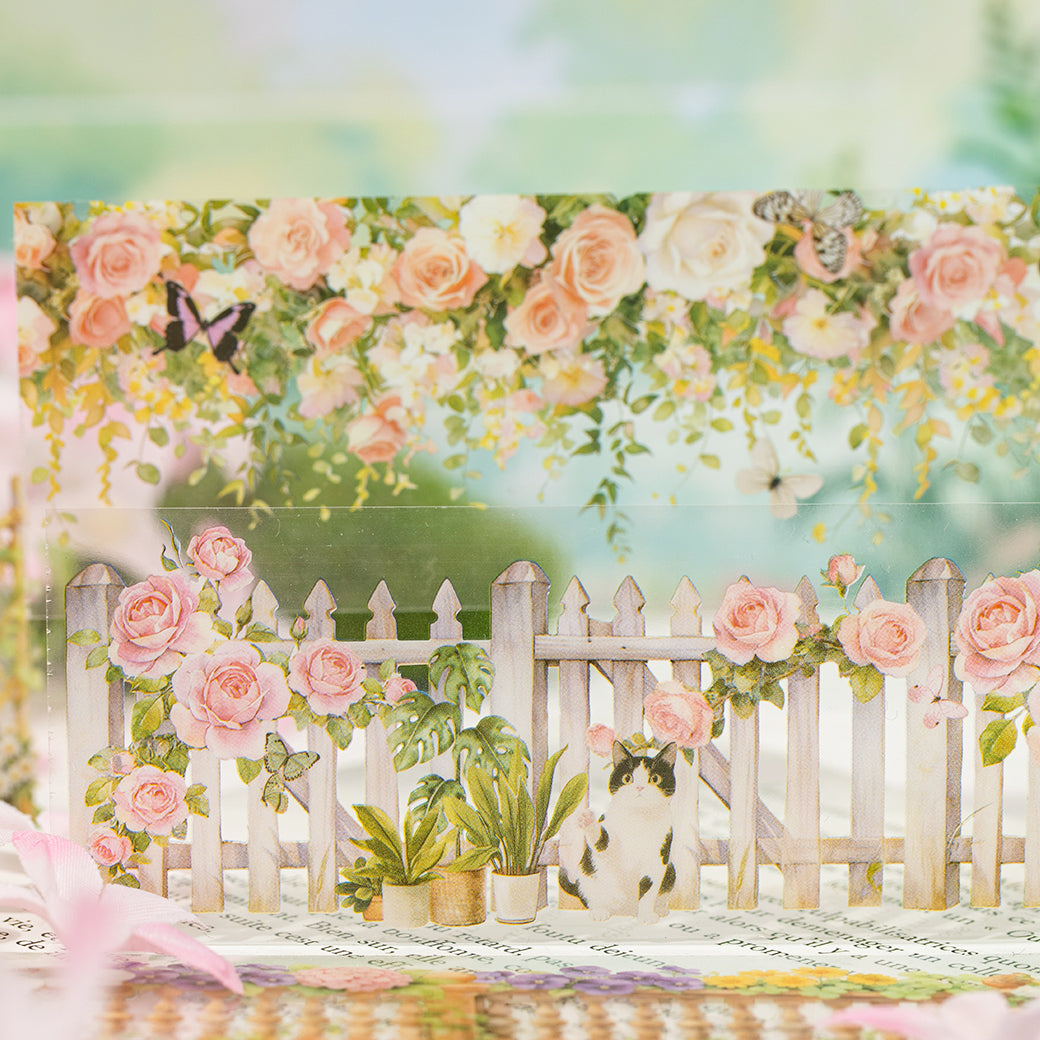 [2603-143] Floral Background PET Tape Stickers 2 Styles