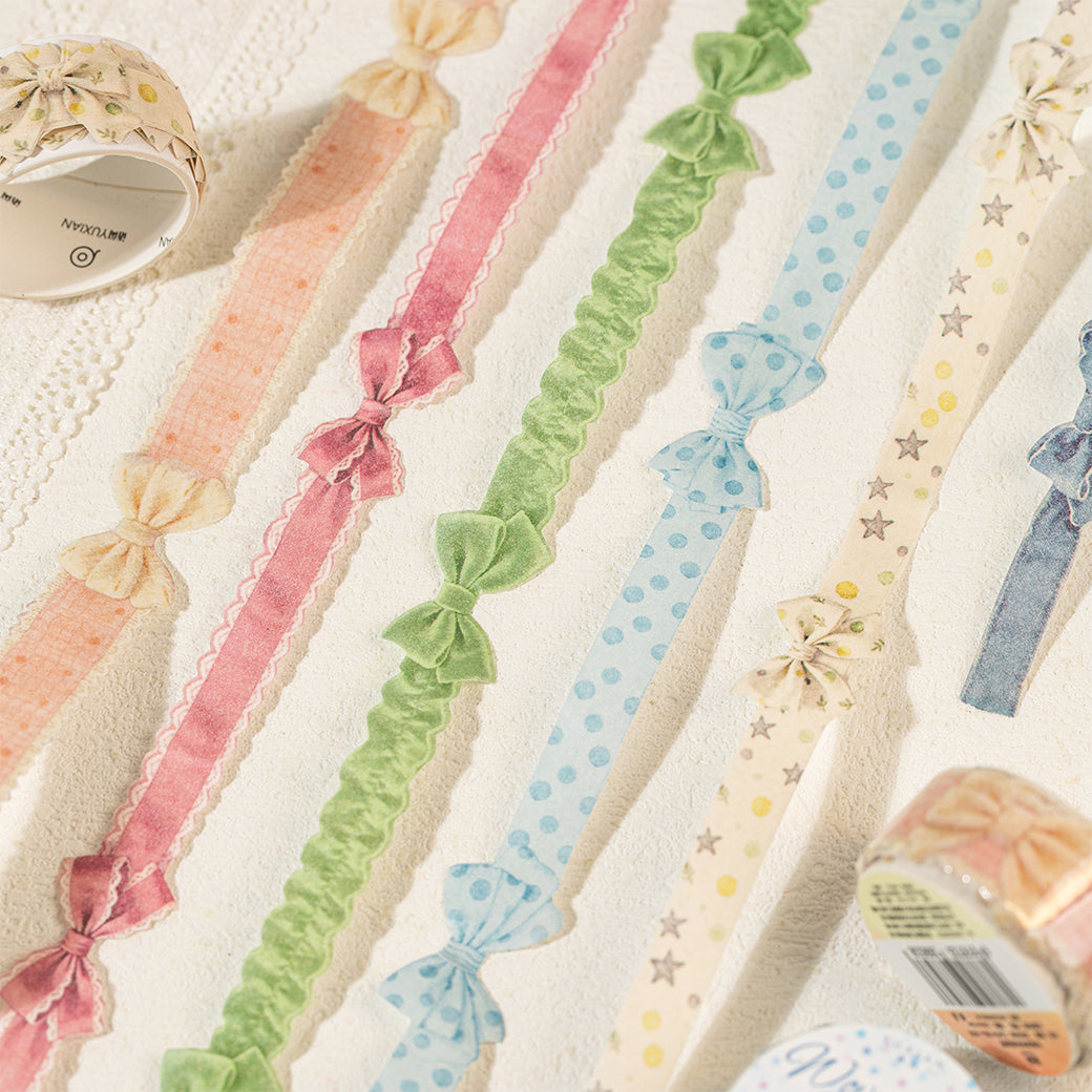 [2601-223] Woven Whisper Series Die Cut Washi Tape Journal Decoration Set 6 Styles